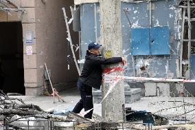 Impact of Russian overnight attack in Shevchenkivskyi district of Kyiv